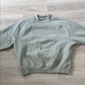 Essentials Green Crewneck Sweater Soft Cotton Blend